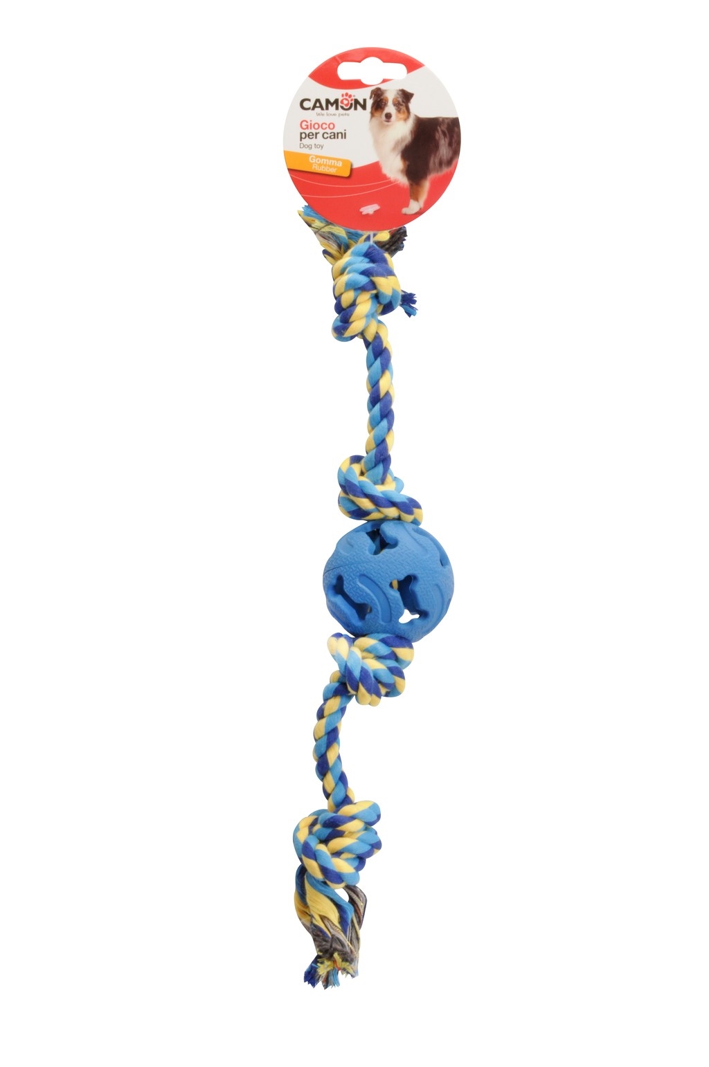 AD0810-D.jpg COTTON ROPE w/ RUBBER ball 96mm, approx.60cm - Image 1
