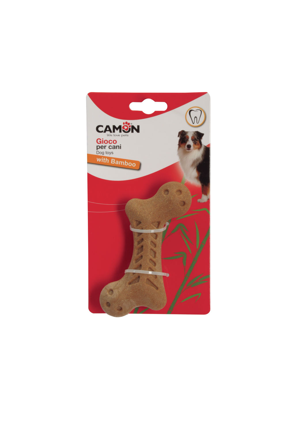 AD522.jpg Dog toy with bamboo, small bone, 13cm - 6pcs - Image 1