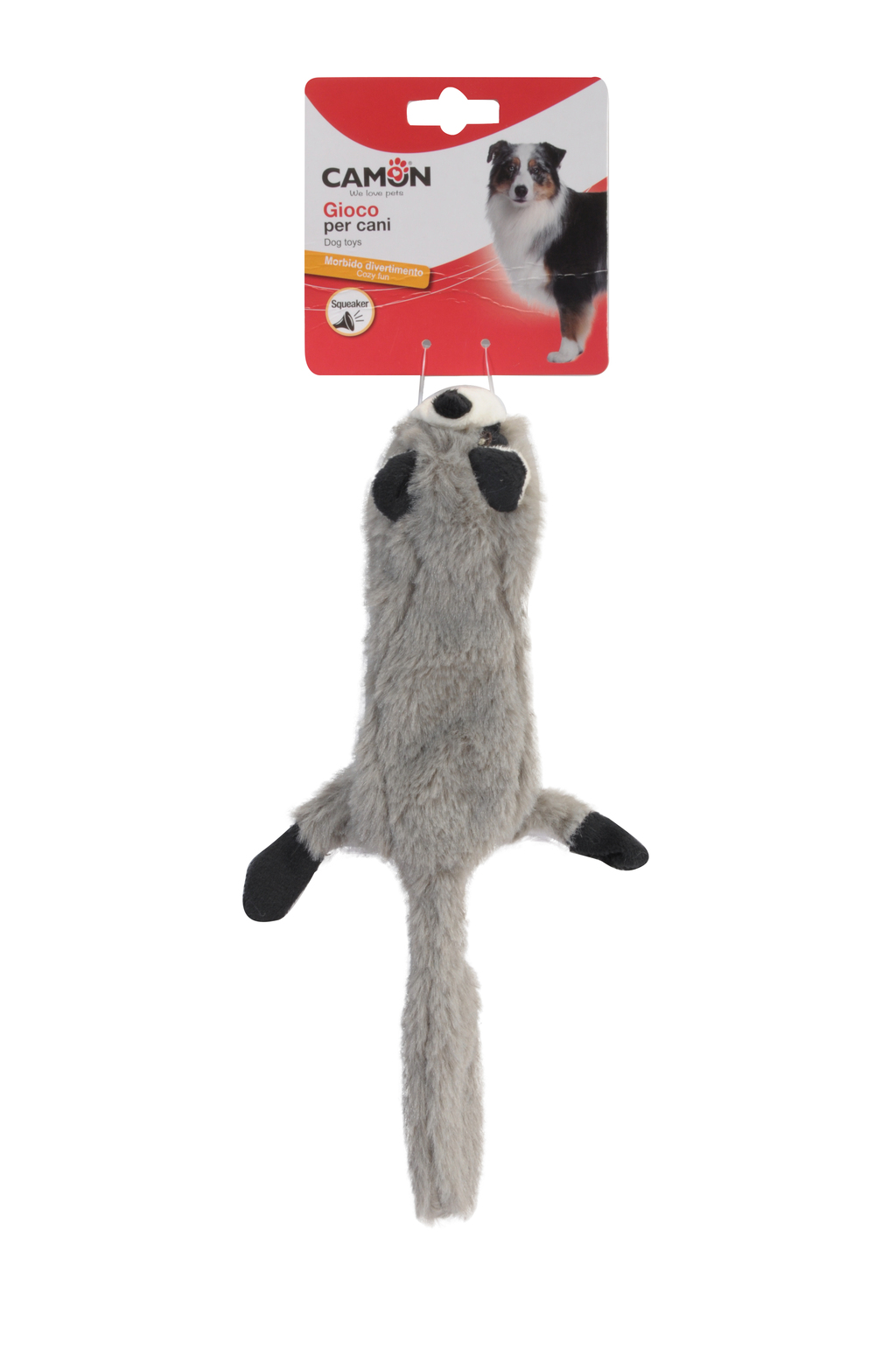 AH018.jpg GIOCO Cane, in Poliestere, tigre+scoiattolo+puzzola, c/Squeaker, 32cm, 3p - Image 1