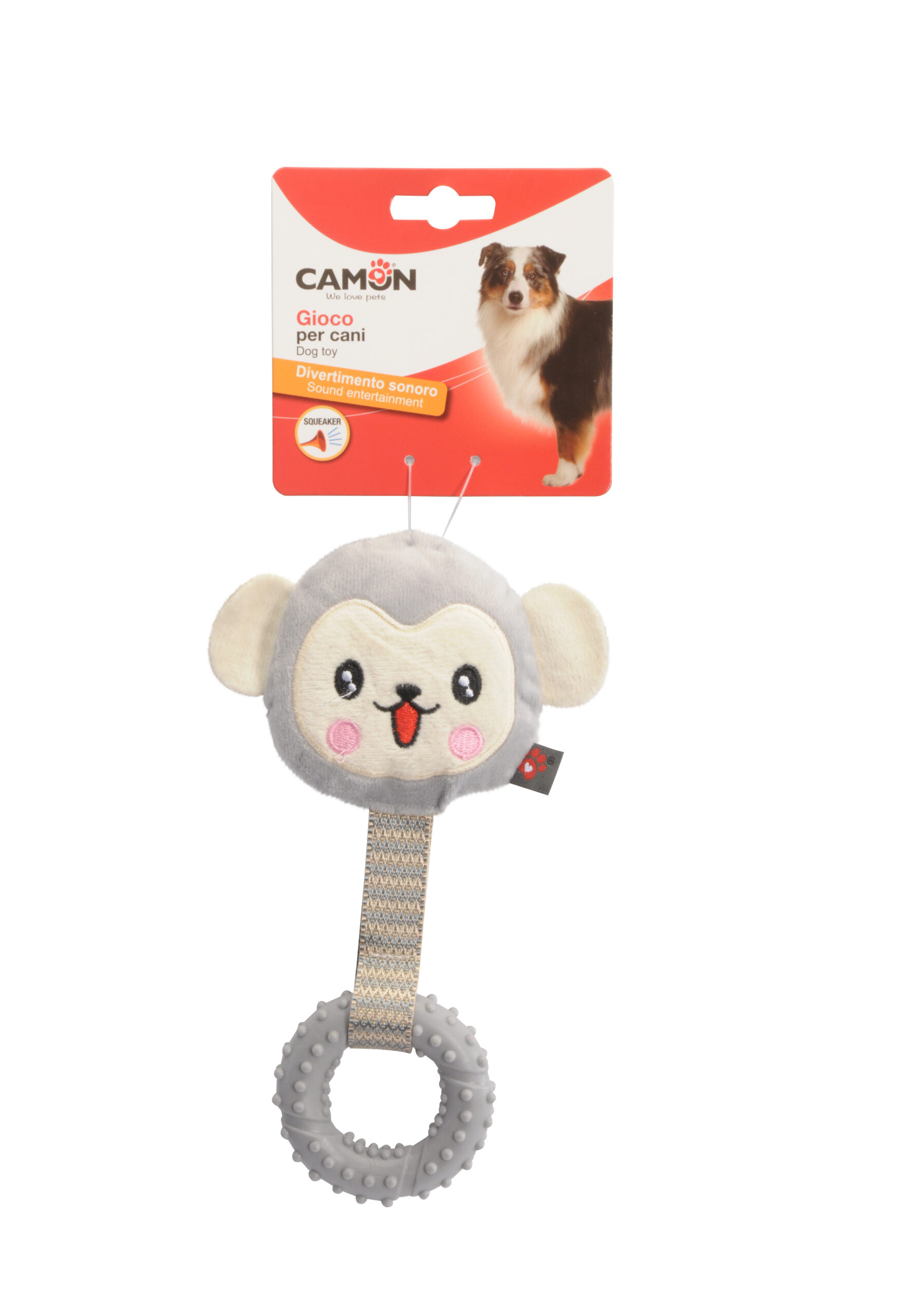 AH041.jpg Polyester dog toy with TPR ring, Five subjects w/squeaker - approx. 20cm - Image 1