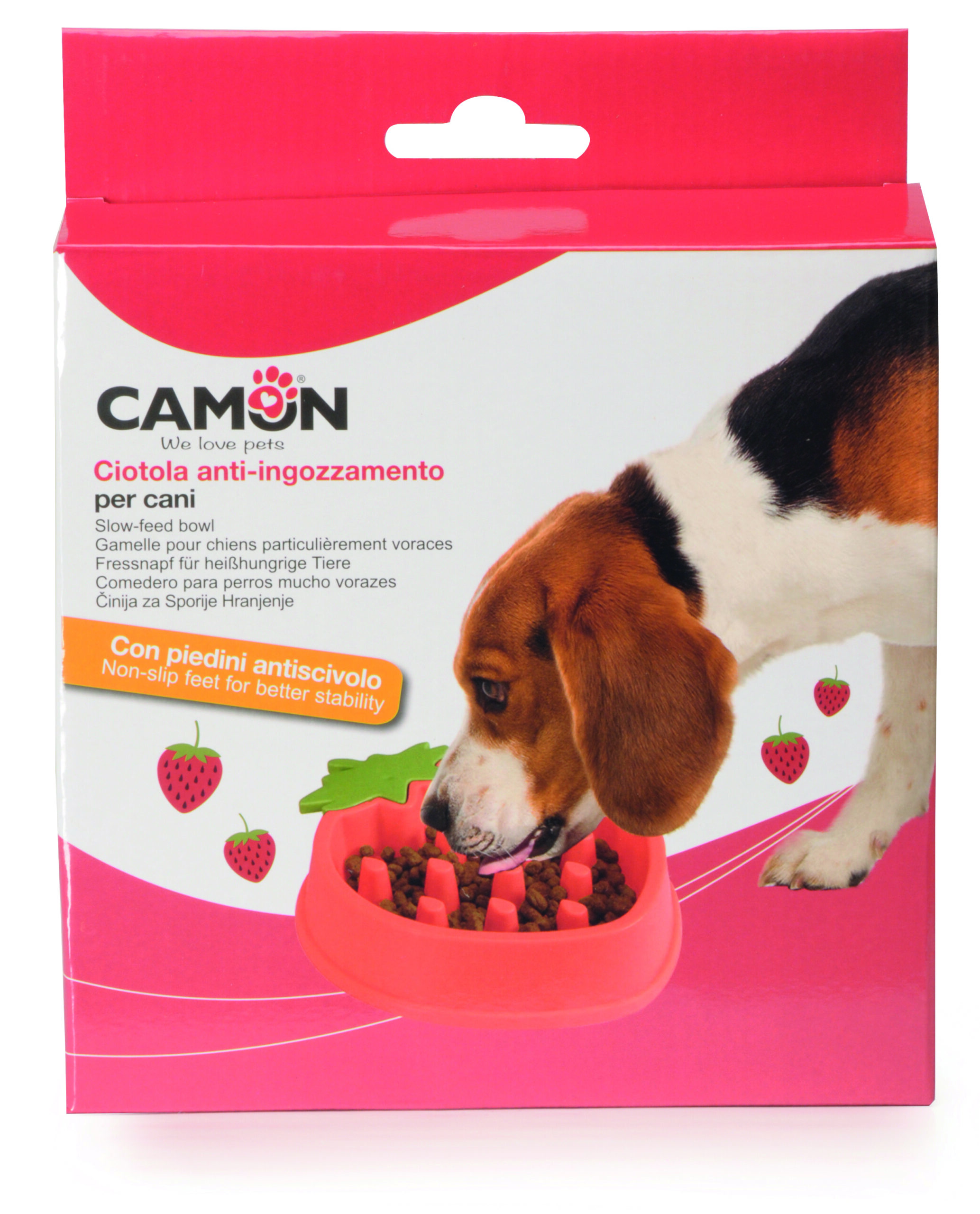 C035-B.jpg SlowFeed plastic bowl - Strawberry - Image 1