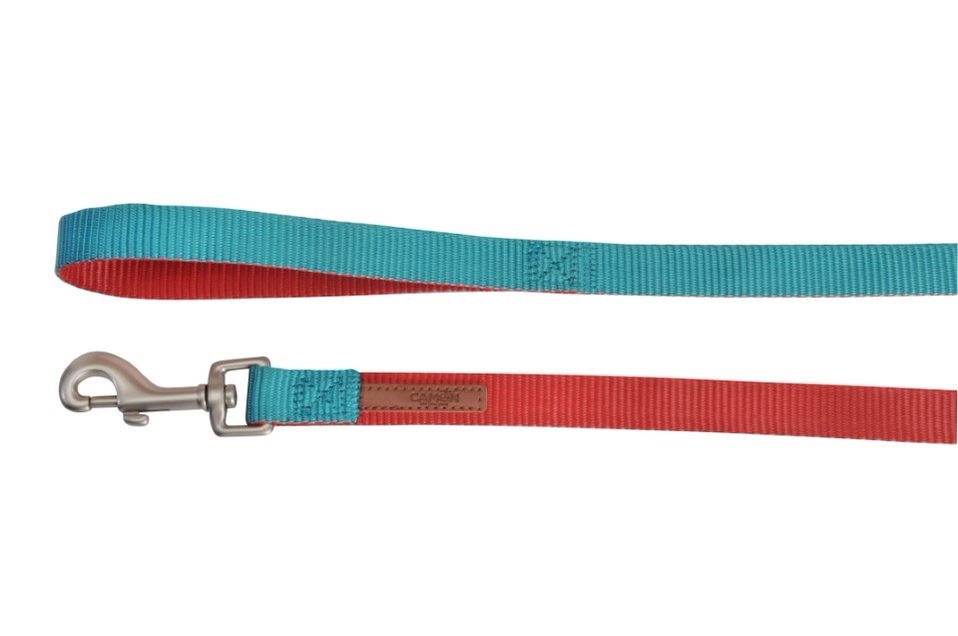 DC119-H.02.jpg Dog leash-DoublePremium Red/Teal 20x1200mm - Image 1