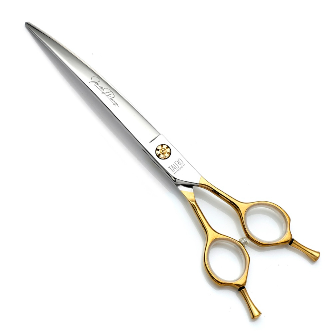 TPL63200.jpg TPL cutting scissors, Janita Plungė line, 19 cm, curved, 440c stainle ss steel, gol - Image 1