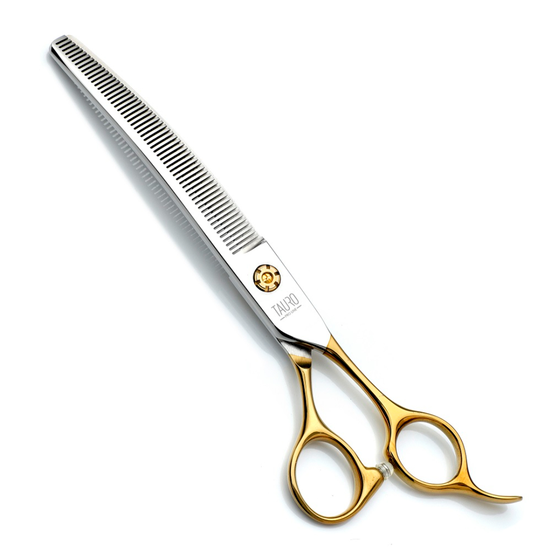 TPL63465.jpg TPL thinning scissors, Janita Plungė line, curved, 18 cm 7, 56 teeth, stainless stee - Image 1
