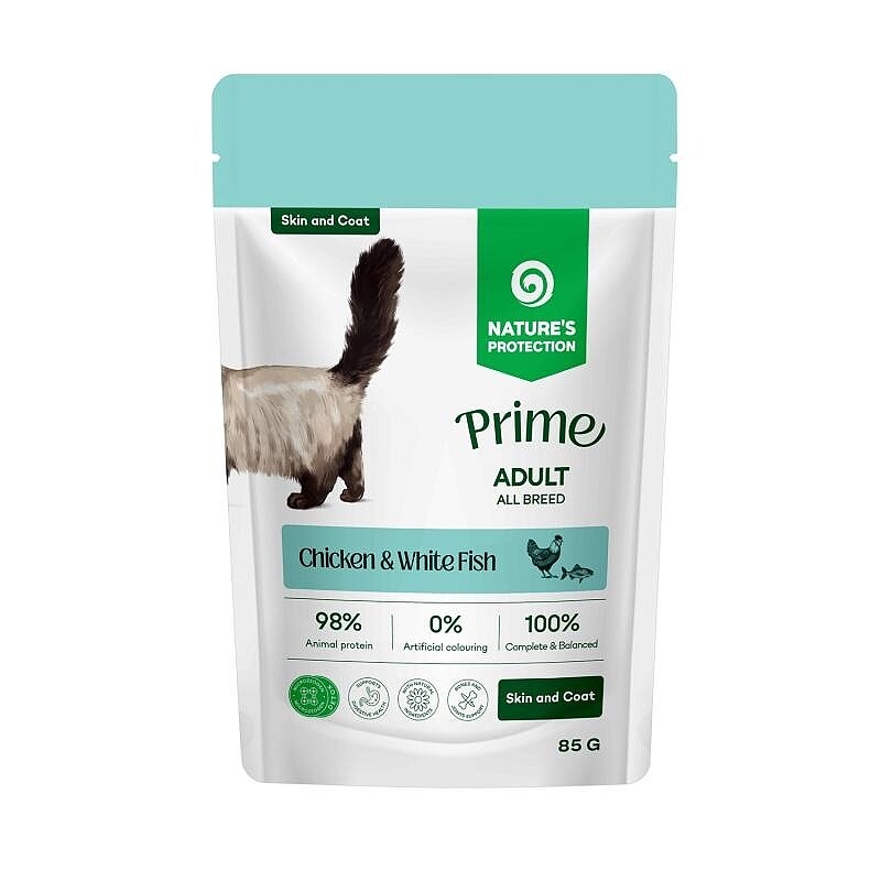 NPPR47914-K2.jpg NP PRIME chicken white fish for skin coat of adult cats 85GR - Image 1