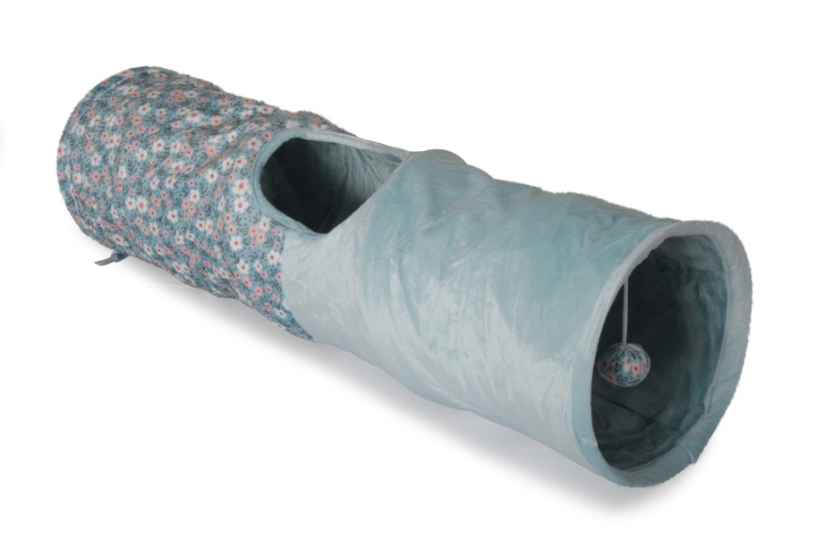 B045-Q.jpg Two-tone crinkly cat tunnel toy with toy, diameter 25cm random color - Image 1